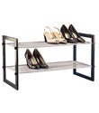 Walnut 2-Tier Stackable Mesh Shoe Shelf