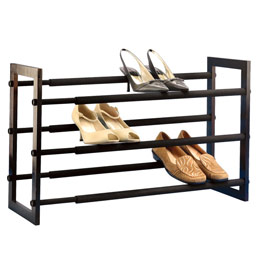 The Container Store > Walnut 3-Tier Grippy Shoe Rack