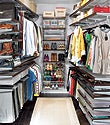 Walnut & Platinum elfa d&eacute;cor Walk-In Master Closet