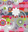 Silver Stripey Flowers Gift Wrap