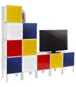 Enameled QBO&reg; Mondrian Steel Cube Media Center