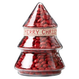 Red Christmas Tree Glass Jar Gift