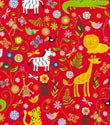 Gamba Animals on Red Gift Wrap