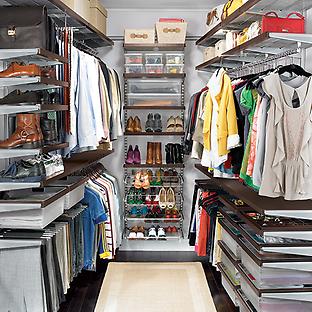 Walnut & Platinum Walk In Master Closet