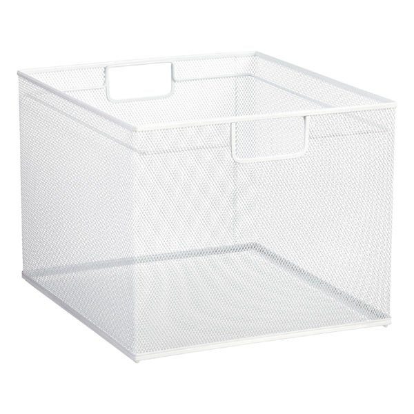 White Stacking Mesh File Crate The Container Store