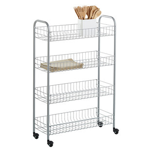 cart rolling slim tier silver kitchen carts container storage laundry folding bathroom intermetro chef containerstore dryer washer between