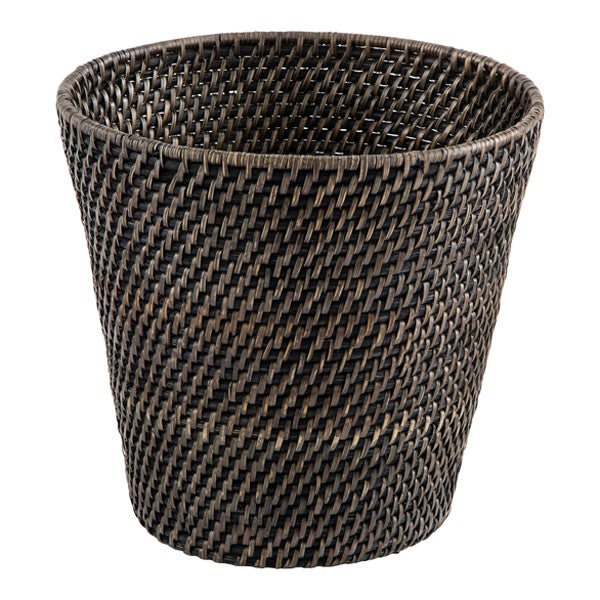 Blackwash Rattan Wastebasket The Container Store