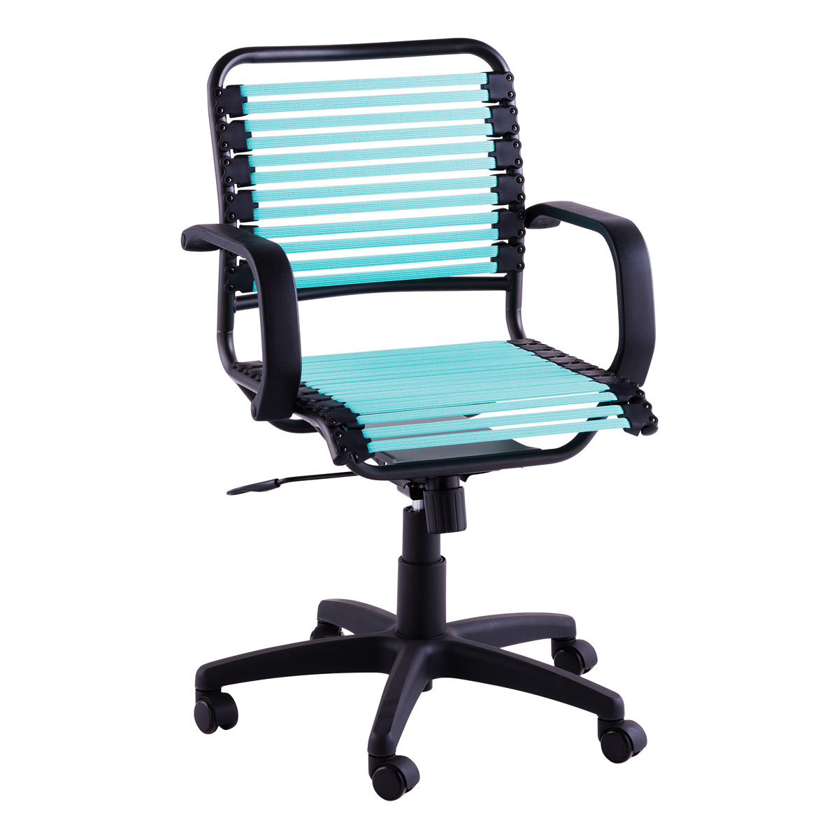 Turquoise Flat Bungee Office Chair with Arms The
