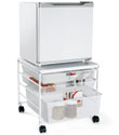 White elfa Mesh Compact Fridge Cart