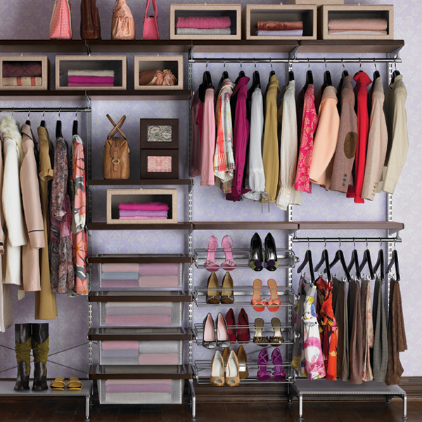 Walnut & Platinum elfa D�cor Freestanding Closet