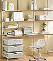 White & Bamboo Veneer elfa freestanding&trade; Study