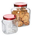 Glass Cracker Jars with Red Lids