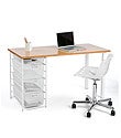 White & Bamboo Veneer elfa Mesh Component Desk