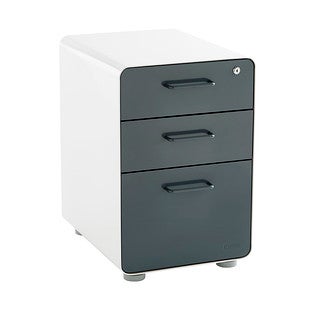 Poppin® 3-Drawer Stow Locking Filing Cabinet Dark Grey/ White