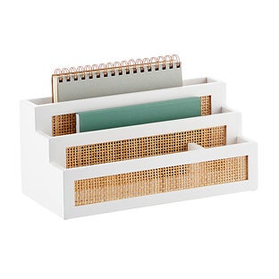 Artisan Rattan Cane Desktop Organizer