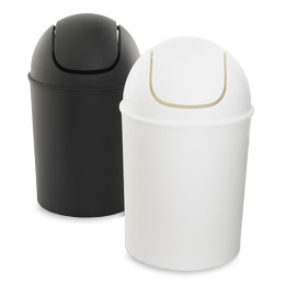 VOSAREA 2pcs Mini Plastic Trash Can with Swing Lid Desktop Garbage Bin Countertop Trash Can Wastebasket for Household Bathroom Office 