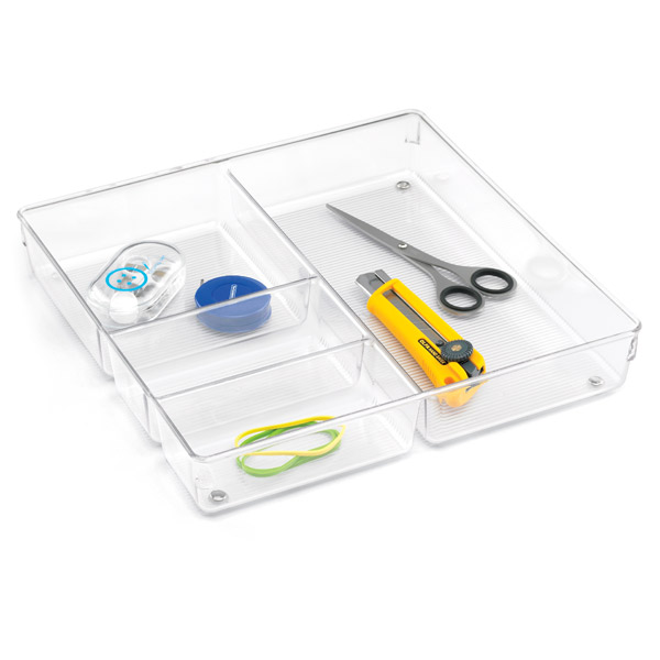 iDESIGN Linus 4-Section Drawer Organizer Clear