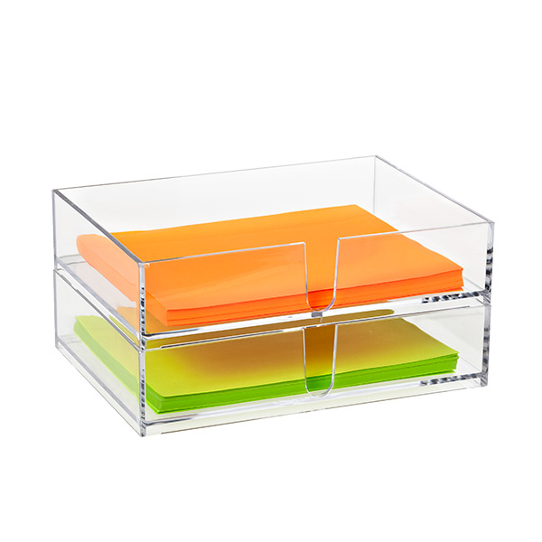 double clear acrylic letter tray stackable