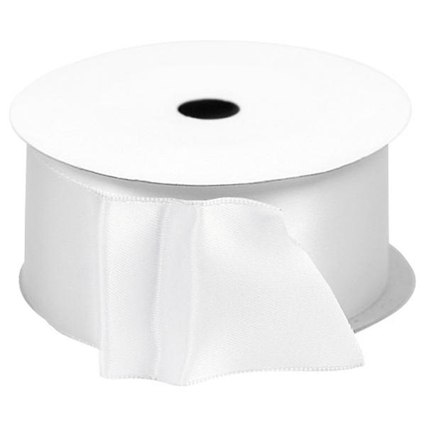 White Single-Faced Satin Wired Ribbon