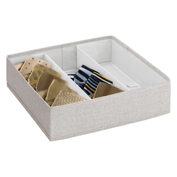 3-Section Adjustable Twill Drawer Organizer Cocoa