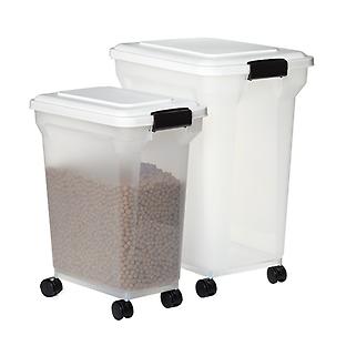 Airtight pet food 2024 storage container with wheels