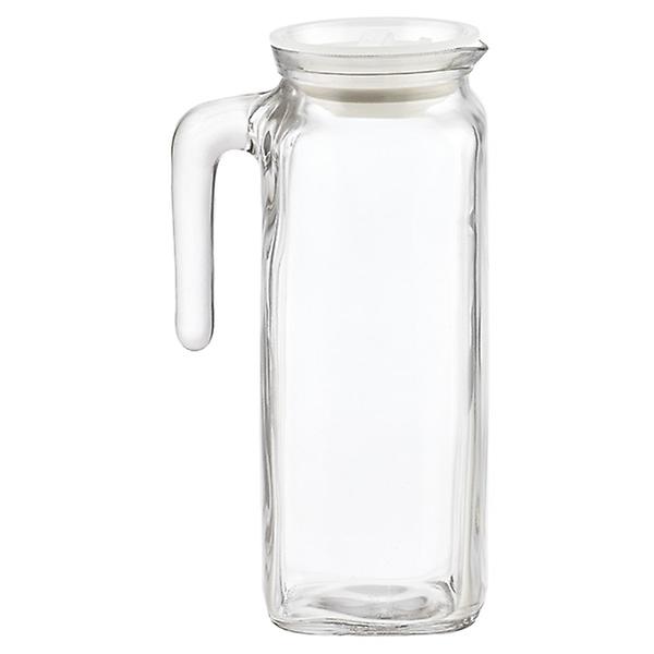 1 Pack Heavy Duty Round Clear Plastic Pitcher Jug with Lid See Through Base  & Handle for Water Iced Tea Beverages