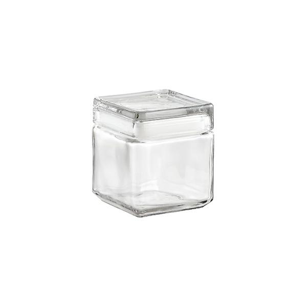 Acopa 56 oz. Clear Stackable Square Glass Jar