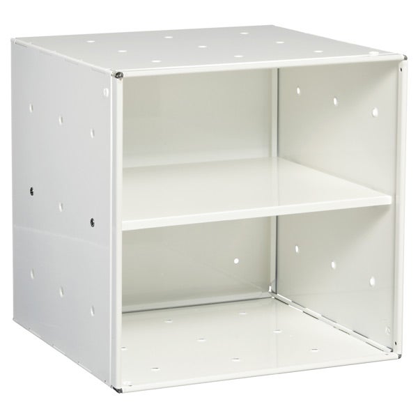 White Enameled QBO Steel Cube Shelf