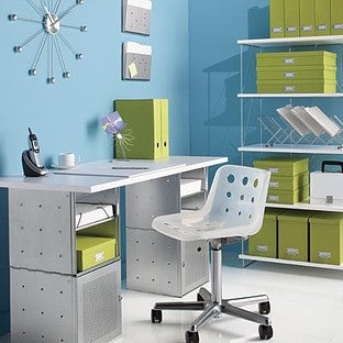 Galvanized QBO Steel Cube Desk with White Top