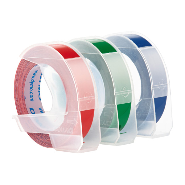 Dymo Embossing Tape Refills Red/Green/Blue Pkg/3