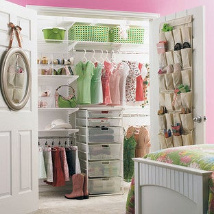 White elfa Girl's Reach-In Closet
