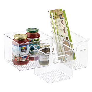 iDESIGN Linus Clear Plastic Fridge and Pantry Kitchen Organizers, Set of 4