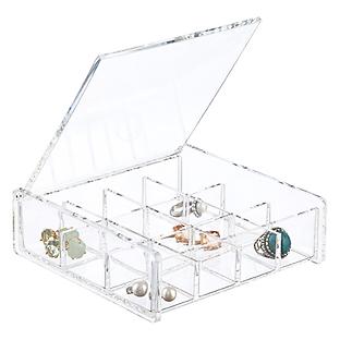 12-Section Acrylic Square Hinged-Lid Box