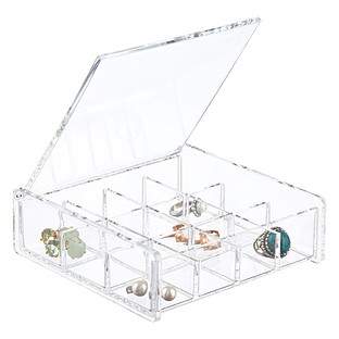 Tall 3-Section Acrylic Hinged-Lid Box