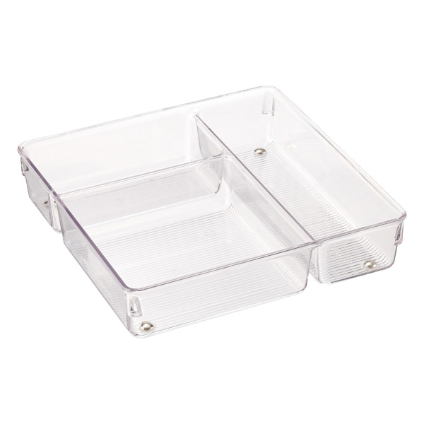 iDESIGN Linus 3-Section Drawer Organizer Clear
