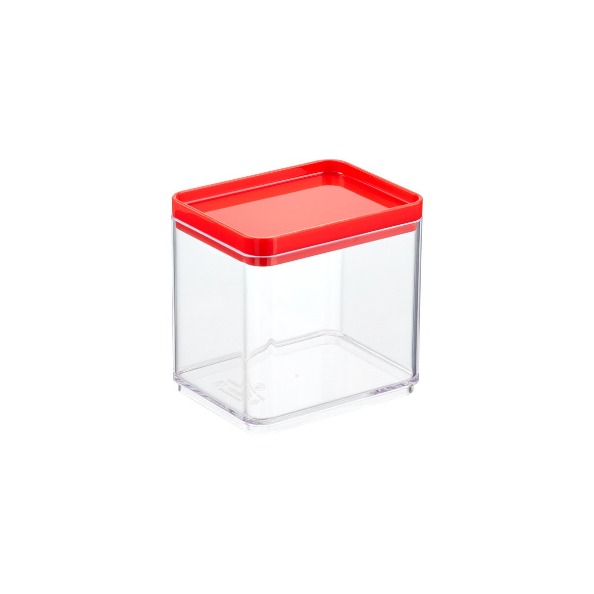 clear storage bins with red lids