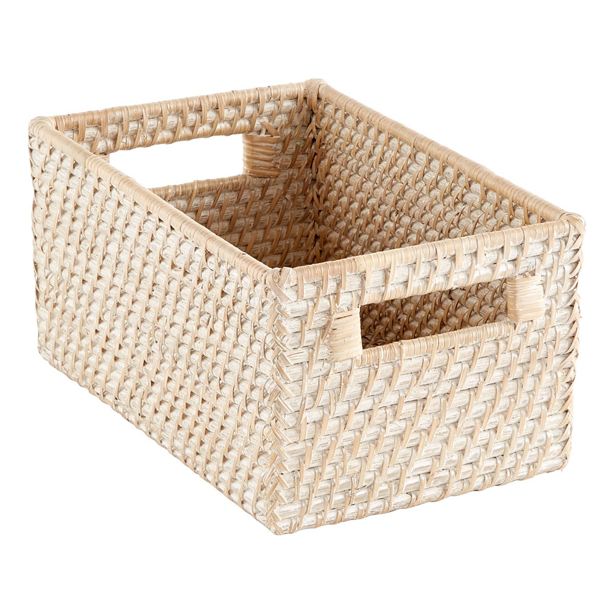 Whitewash Rattan Storage Bins With Handles The Container