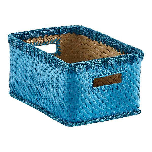 Small Palm Leaf Woven Storage Bins With Handles 