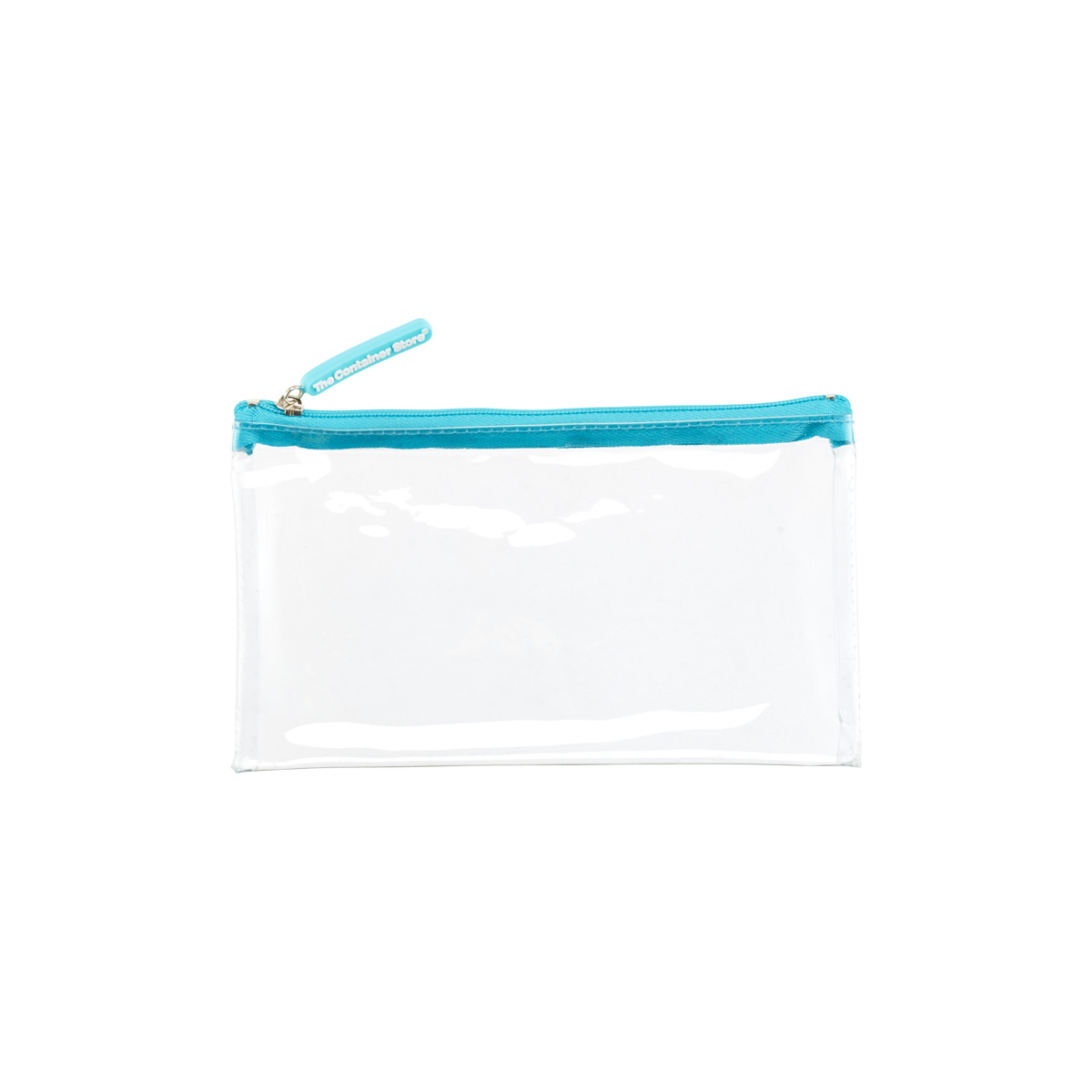 Aqua Zippered Clear Pouches | The Container Store