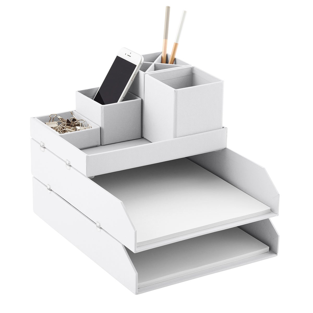 Bigso Light Grey Stockholm Desktop Organizer The Container Store