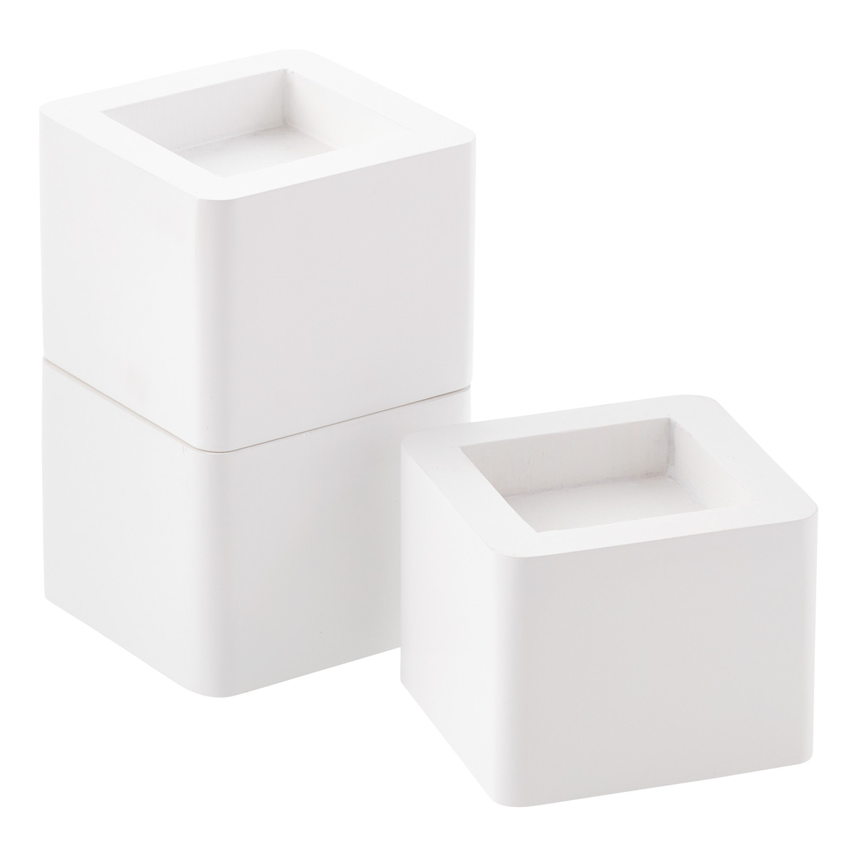 Set Of 4 White Solid Wood Bed Risers The Container Store   10068818SolidWoodBedRisersWht 1200 