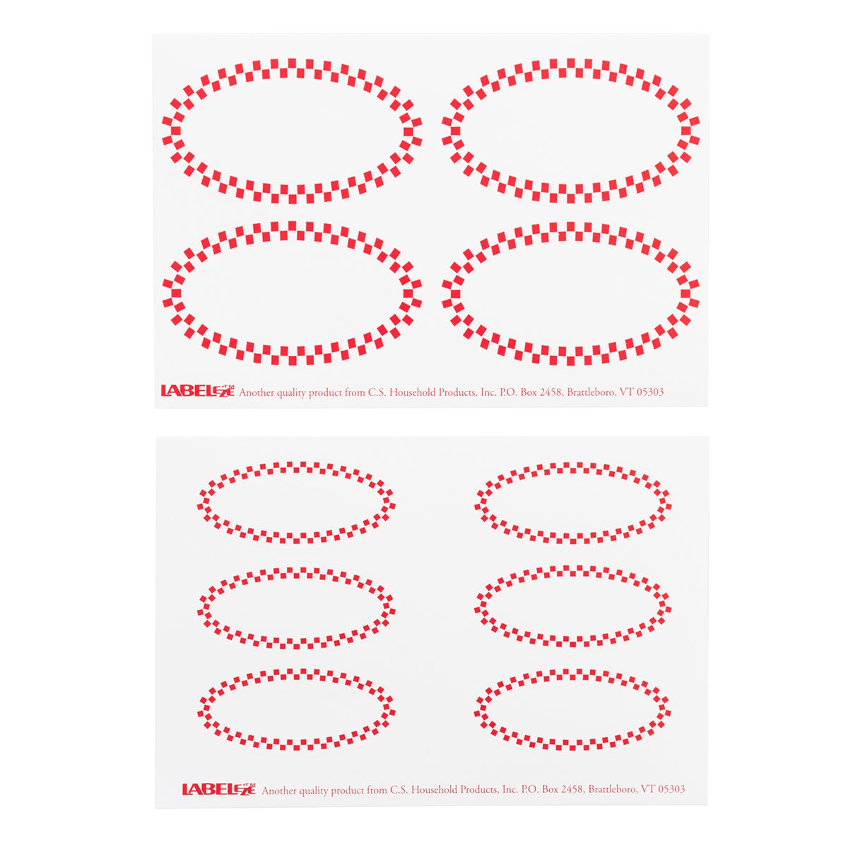 Red Check Oval Decorative Labels