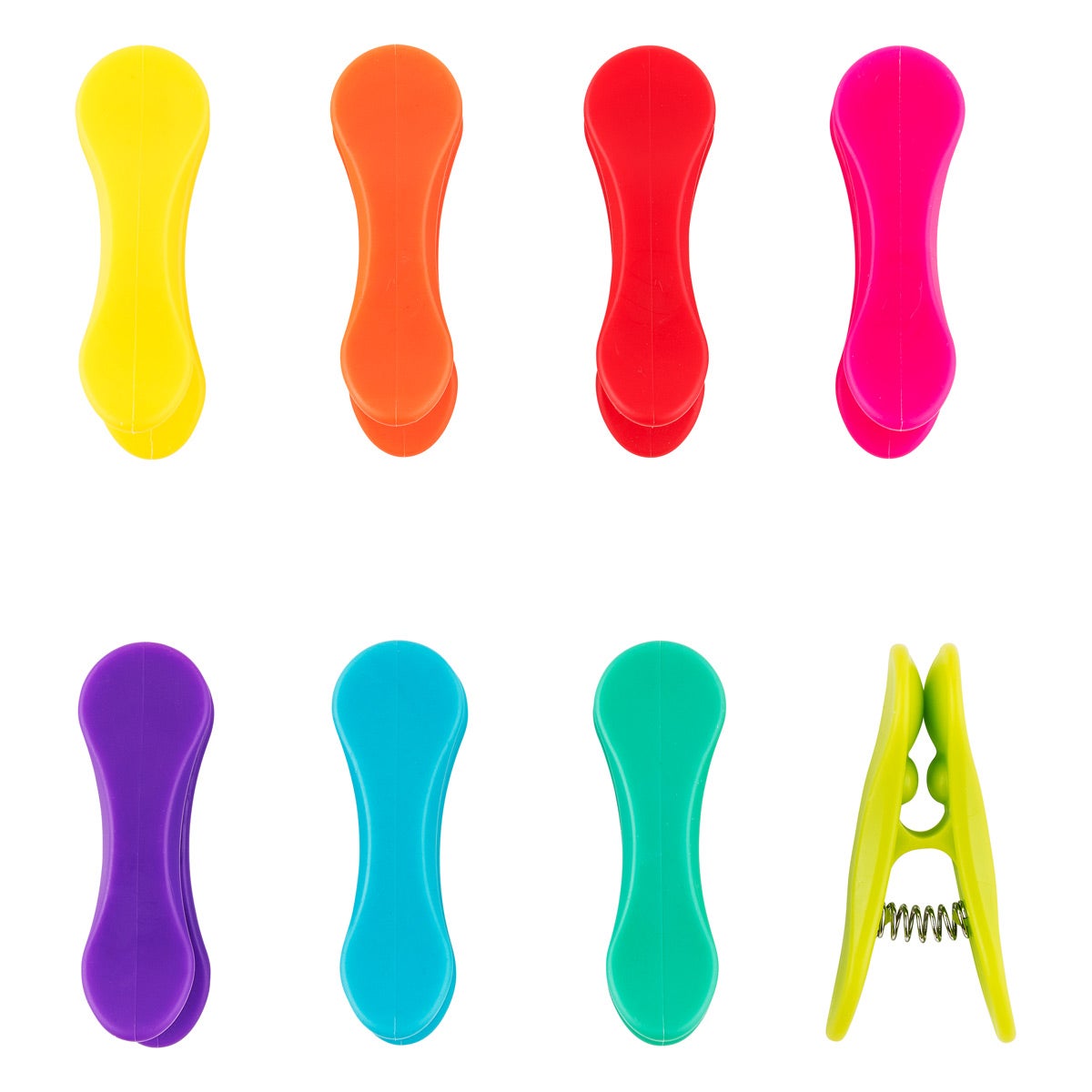 Kikkerland Rainbow Bag Clips Pkg/8