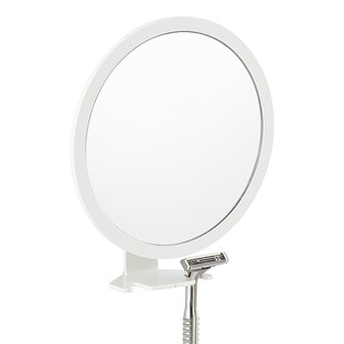 mirror caddy shower pole fogless tension stainless steel simplehuman containerstore