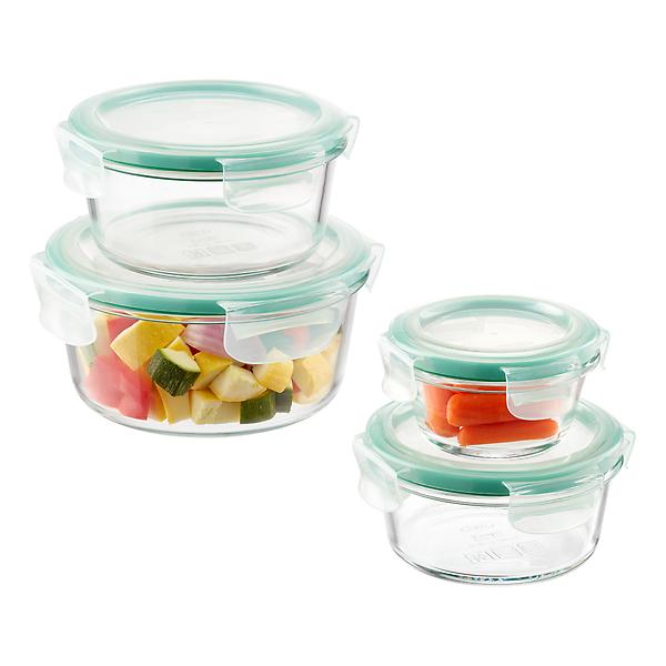 OXO Good Grips 8-Piece Smart Seal Round Glass Food Storage Set