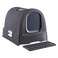 Curver Grey Basketweave Litter Box The Container Store