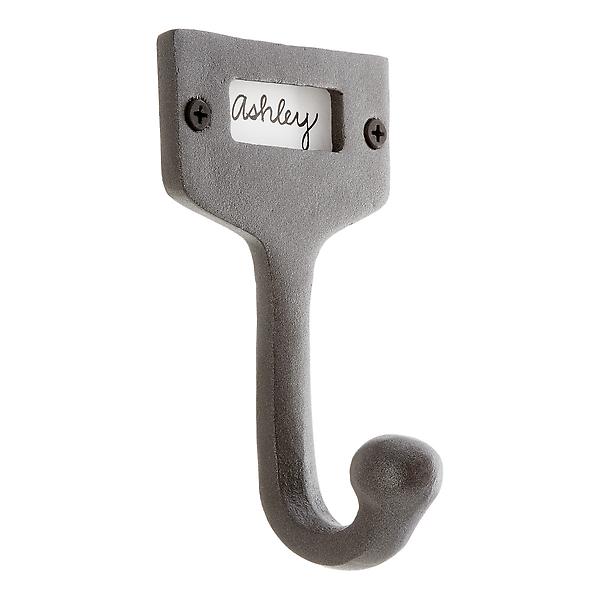 Cast Iron Single Wall Hook with Label Holder