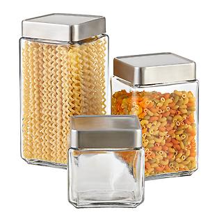 Glass & Brushed Aluminum Canisters