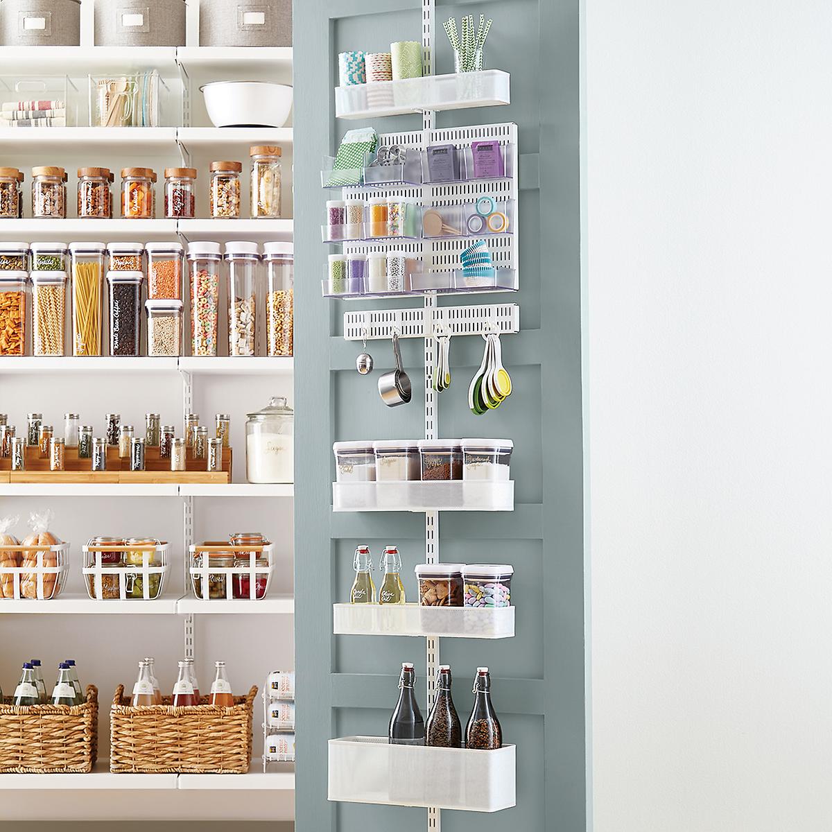 elfa utility White Mesh Pantry Door & Wall Rack | The Container Store