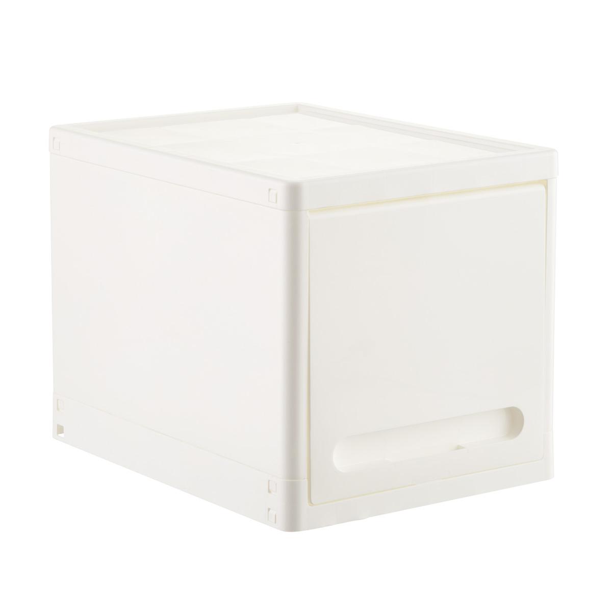 White Plastic Storage Cube with Retractable Door The